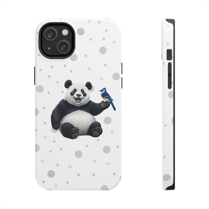 Cute Panda Bear with a Blue Jay Animal iPhone Case - Dual-Layer PC/TPU Protective Cover for iPhone