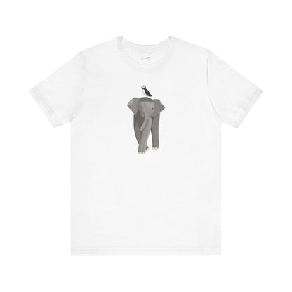 Elephant with Puffin Bird Birding & Birdwatching T-Shirt