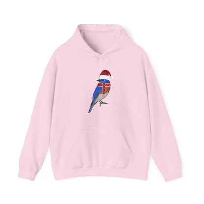 Bluebird Christmas Bird with Santa Hat Birdwatcher Birdlover Hoodie