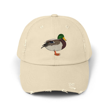 Mallard Bird Art Distressed Cap