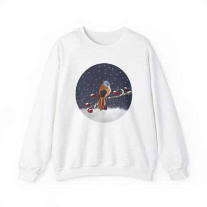 Bearded Reedling on a Winter Branch Birdwatcher Christmas Bird Sweatshirt