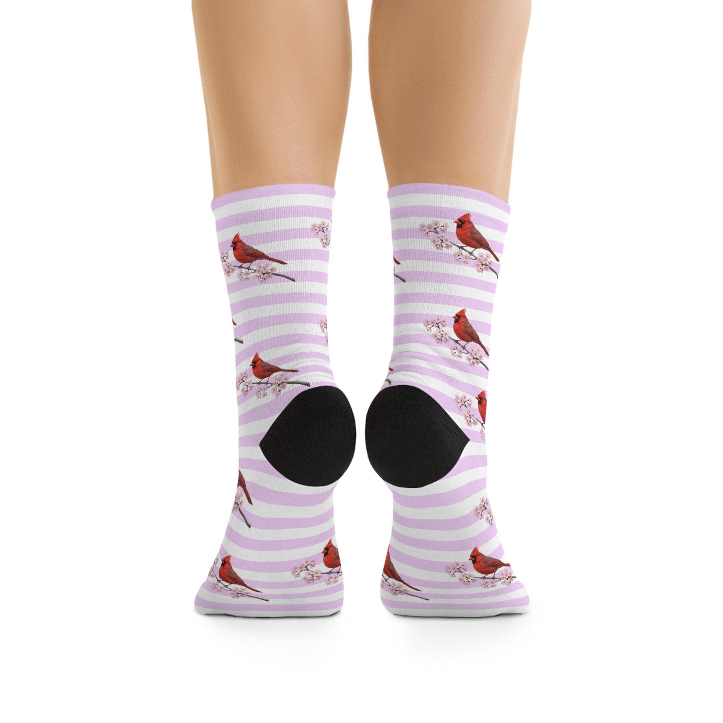 Cardinal Socks – Pink Cherry Blossom – Cute Birdwatching & Bird Lover Gift