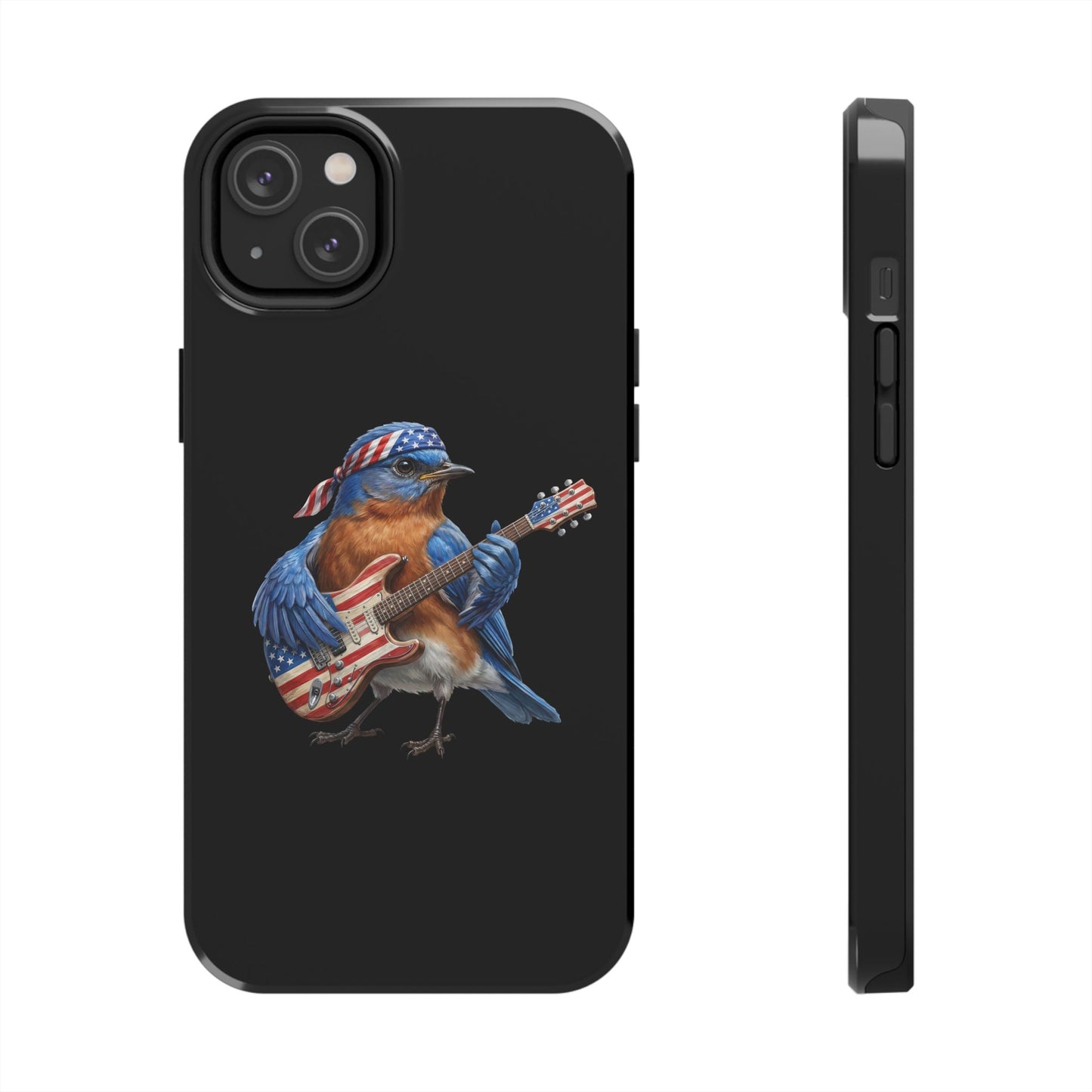 Bluebird with Guitar iPhone Case – Premium Tough Phone Cover Black