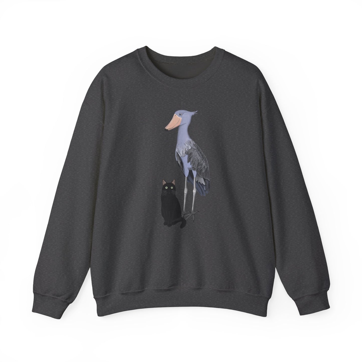 Black Cat with Shoebill Bird Cat Lover Sweatshirt