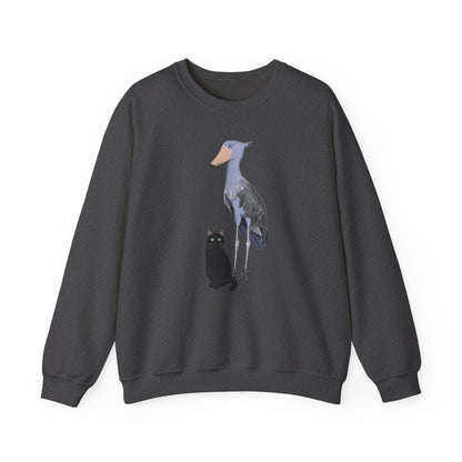 Black Cat with Shoebill Bird Cat Lover Sweatshirt