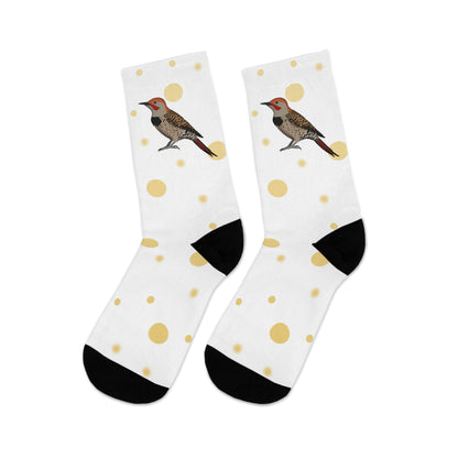 Northern Flicker with Golden Dots Birding & Birdwatching Bird Socks White