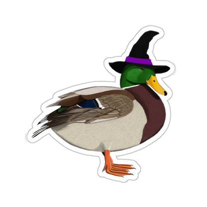 Mallard Halloween Witch Hat Bird Sticker