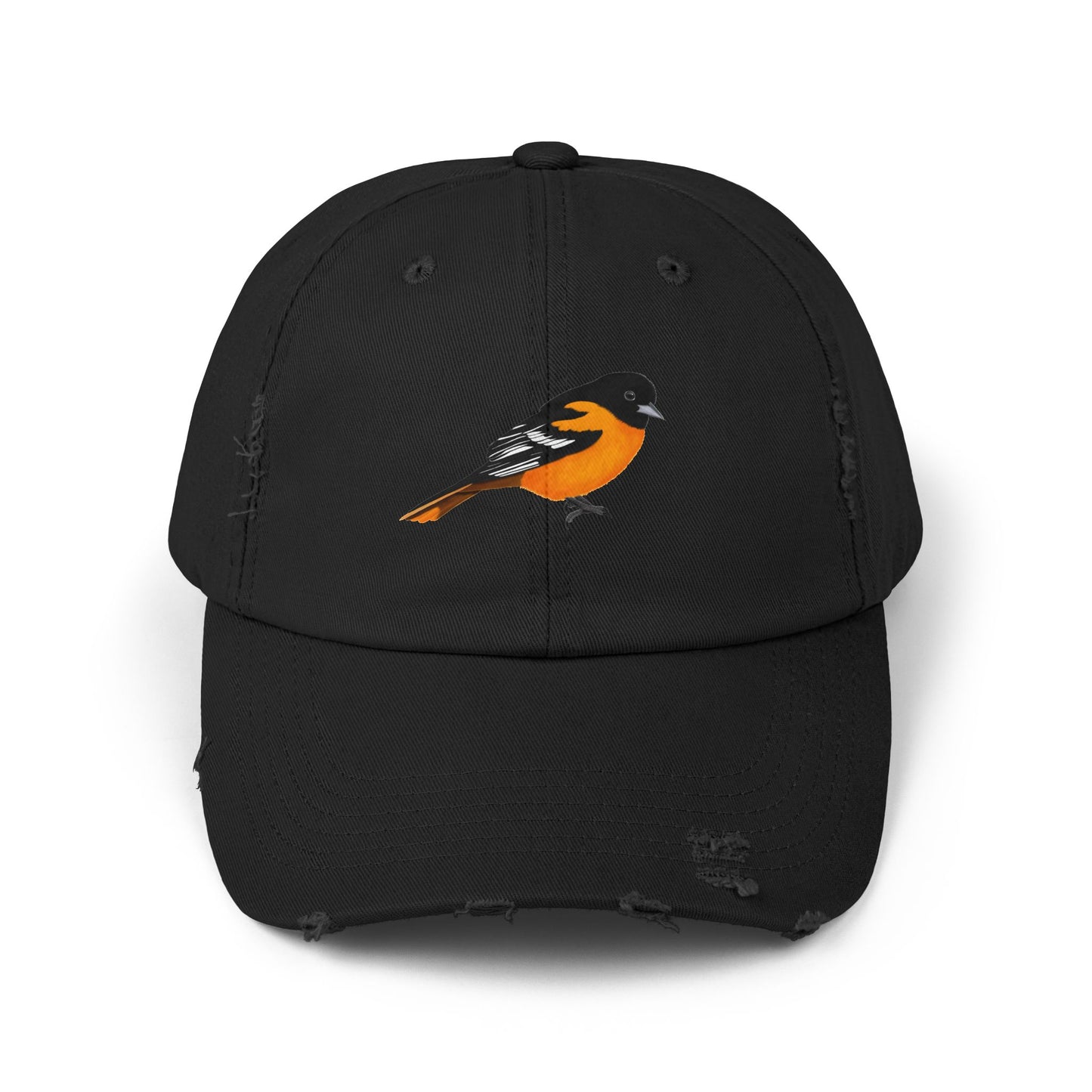 Baltimore Oriole Bird Art Distressed Cap