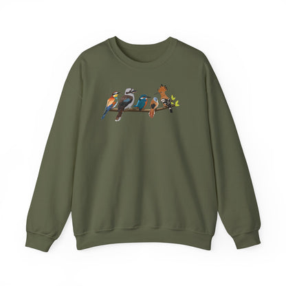 Vögel auf einem Ast Vogel Sweatshirt Wiedehopf Eisvogel Kookaburra