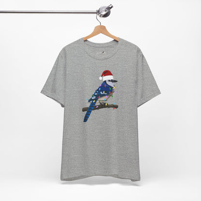 Blue Jay with Fairy Lights Christmas Bird T-Shirt