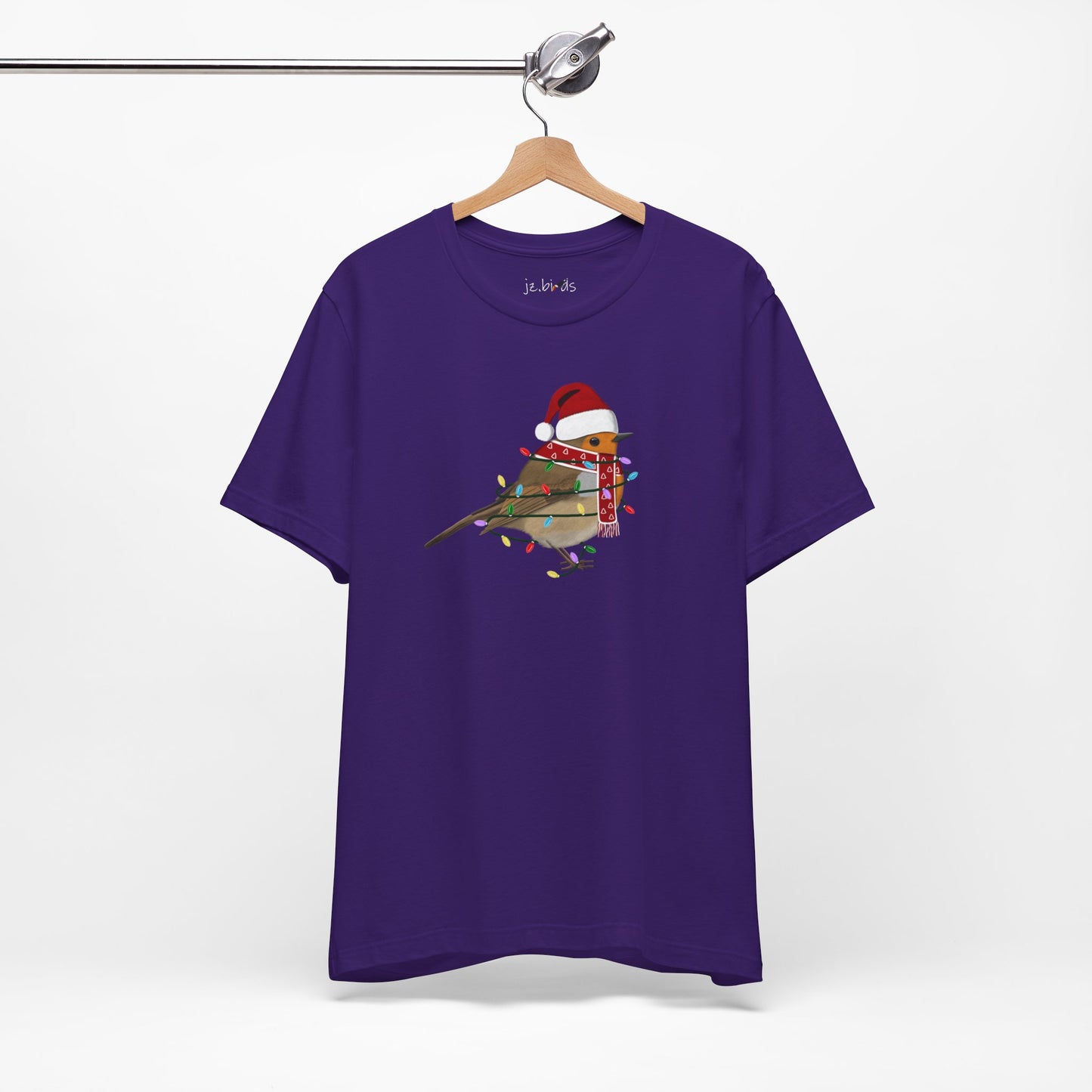 European Robin with Fairy Lights Christmas Bird T-Shirt