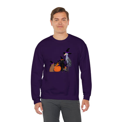 Robin Shoebill Oriole Rabbit with Cat Halloween Birds Sweatshirt