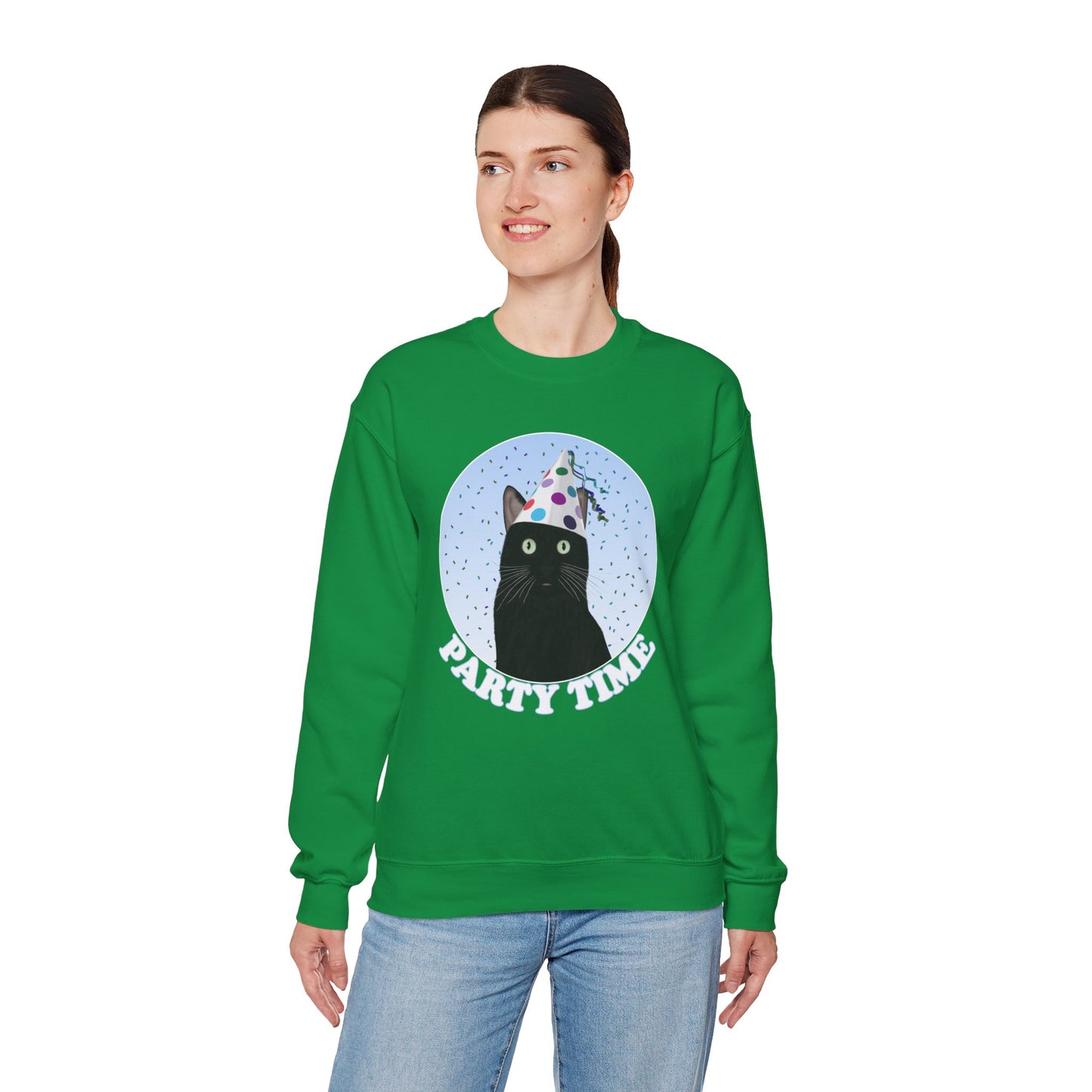 Black Cat Celebrating Party Time Cat Lover Sweatshirt