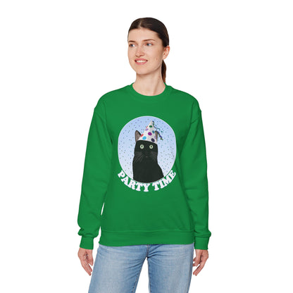 Black Cat Celebrating Party Time Cat Lover Sweatshirt