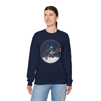 Tree Swallow on a Winter Branch Birdwatcher Christmas Bird Sweatshirt