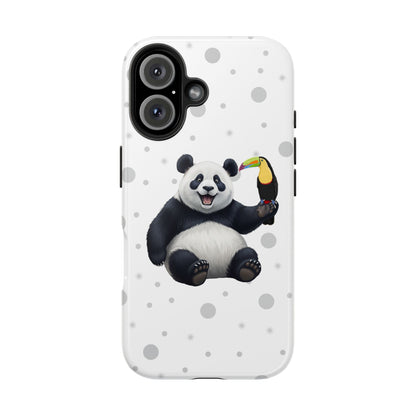 Cute Panda Bear with a Toucan Animal iPhone Case - Dual-Layer PC/TPU Protective Cover for iPhone