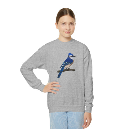 Blue Jay Bird Birdwatching Youth Crewneck Sweatshirt