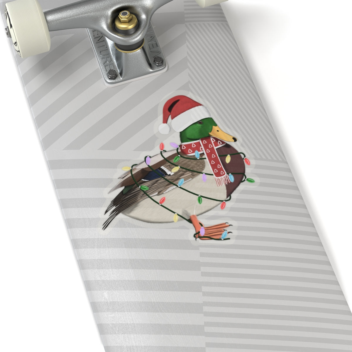 Mallard with Fairy Lights Santa Claus Hat and Scarf Christmas Bird Sticker