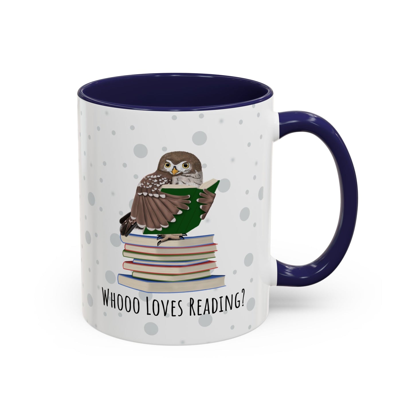 Whooo Loves Reading Owl Teacher Mug – Two-Tone Librarian & Book Lover Cup