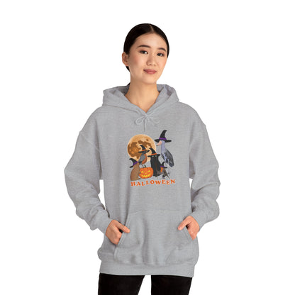 Robin Shoebill with Cat and Bunny Halloween Bird Hoodie