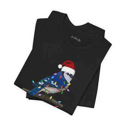 Blue Jay with Fairy Lights Christmas Bird T-Shirt