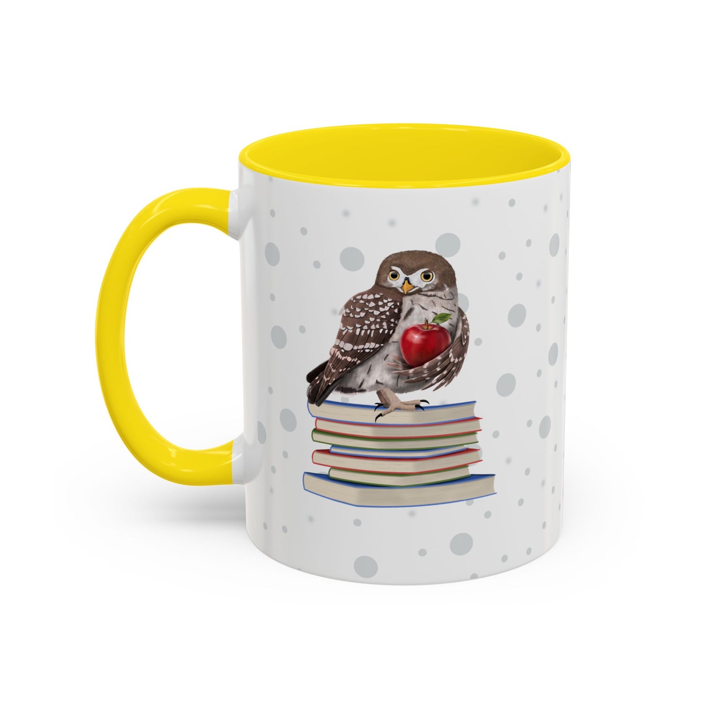 Cute Owl on Books Teacher Mug – Two-Tone Classroom Coffee Cup
