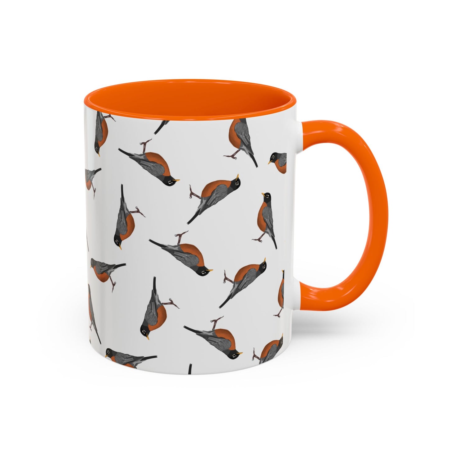 American Robin All-Over Pattern Accent Mug | Colorful Bird Lover Gift for Birdwatchers