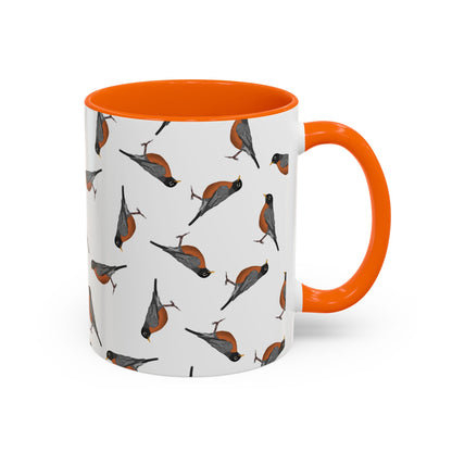 American Robin All-Over Pattern Accent Mug | Colorful Bird Lover Gift for Birdwatchers
