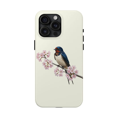 Barn Swallow & Cherry Blossom Tough iPhone Case Creamy White