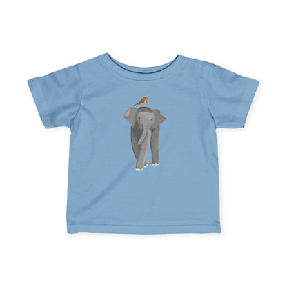 Elephant with European Robin Bird Baby & Toddler T-Shirt