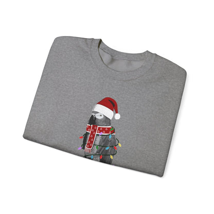 Grey Parrot with Fairy Lights Santa Claus Christmas Bird Sweatshirt