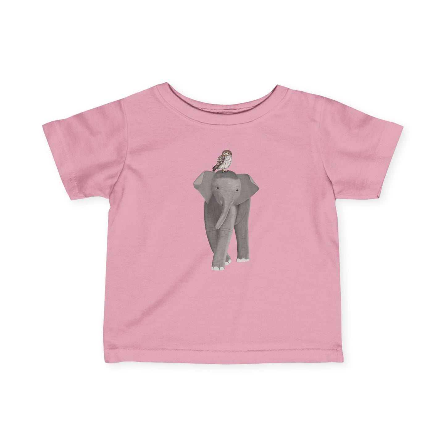 Elephant with Little Owl Bird Baby & Toddler T-Shirt