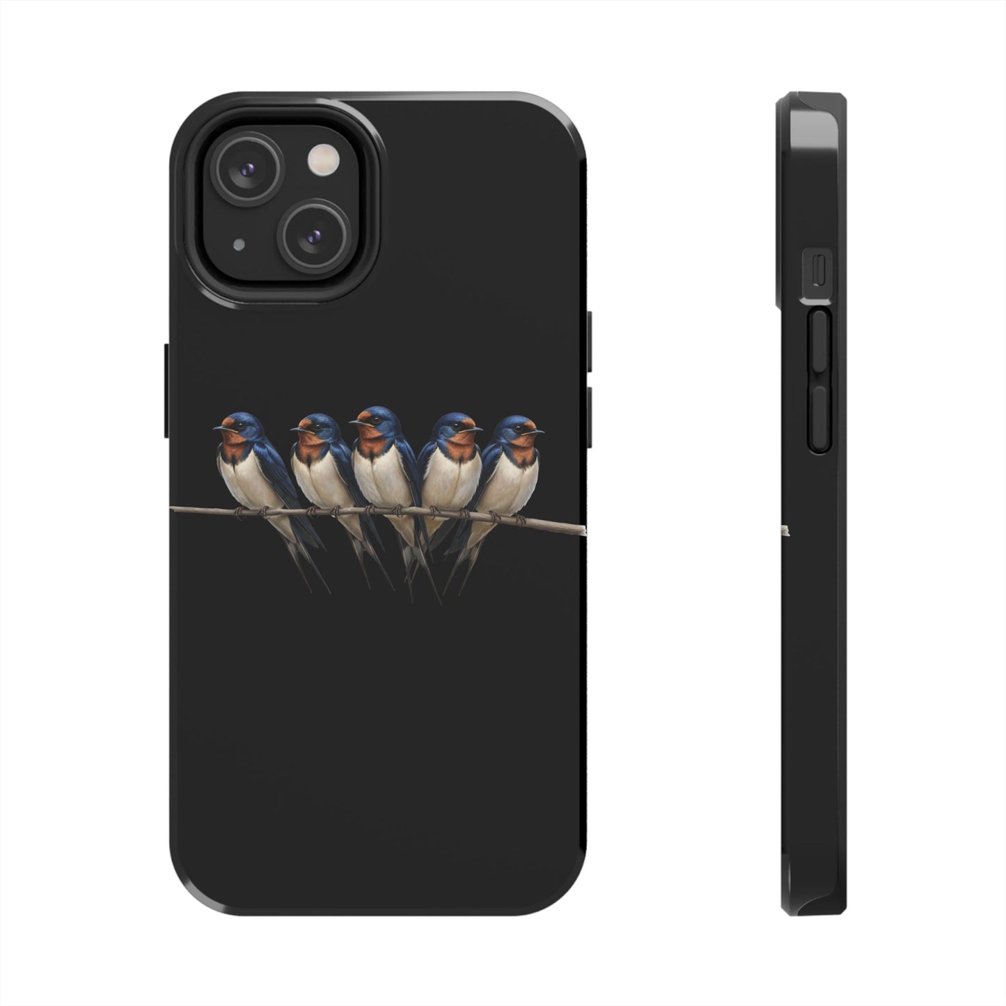 ツバメの二層式iPhoneケース（鳥のアート入り） – 鳥類学者や鳥好きの方へのプレゼントに最適