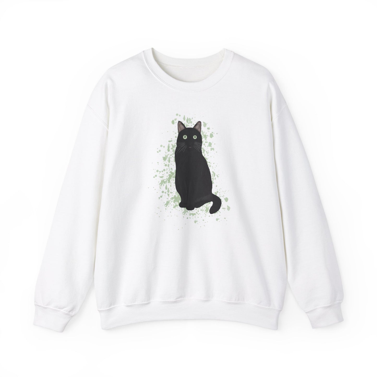 Black Cat with Green Dots Cat Lover Sweatshirt