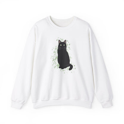 Black Cat with Green Dots Cat Lover Sweatshirt