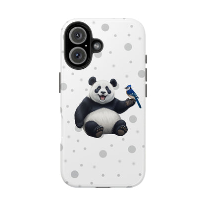 Cute Panda Bear with a Blue Jay Animal iPhone Case - Dual-Layer PC/TPU Protective Cover for iPhone