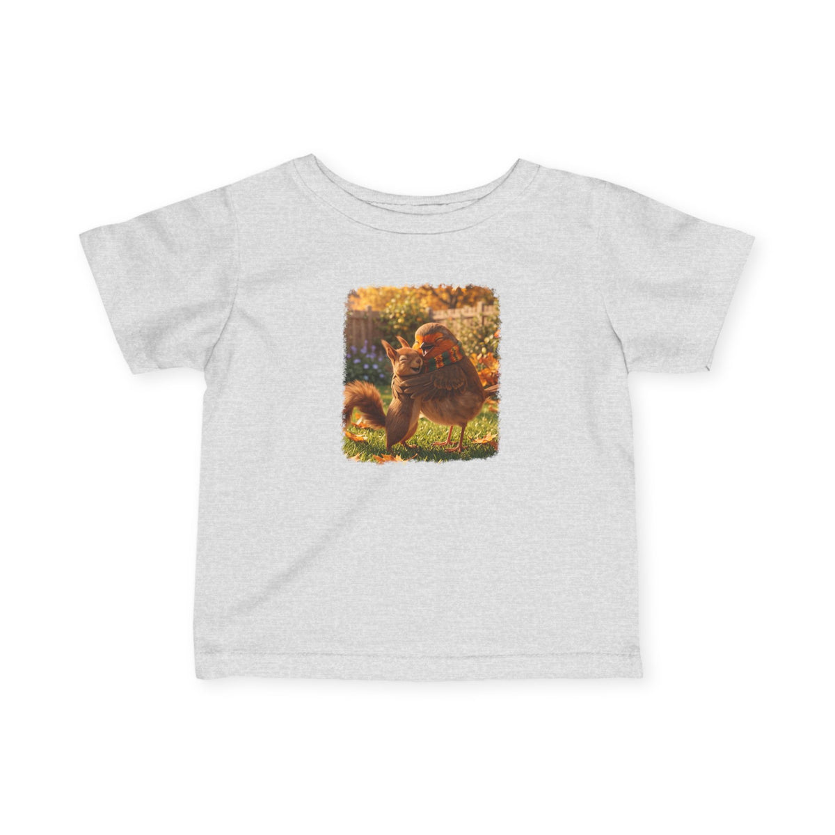 Robin & Squirrel Hug Cute Bird Baby & Toddler Fine Jersey T-Shirt