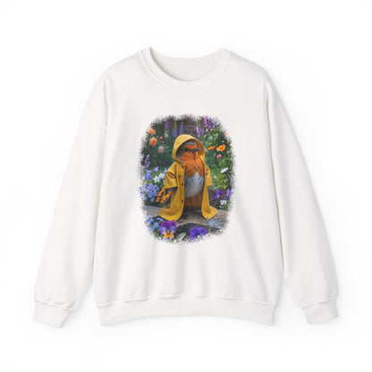 Robin Rosi Yellow Raincoat Garden Premium Sweatshirt for Bird Lovers