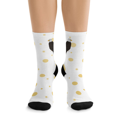 Bald Eagle with Golden Dots Birding & Birdwatching Bird Socks White