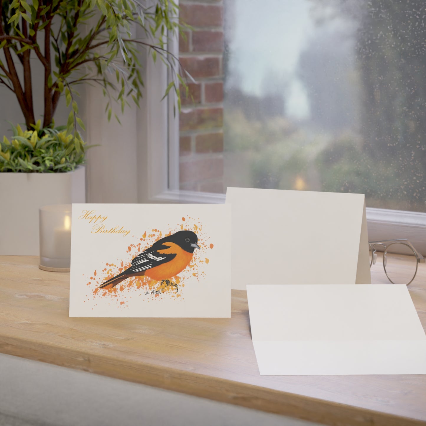 Baltimore Oriole Birthday Card Happy Birthday – Premium Matte Bird Greeting Card