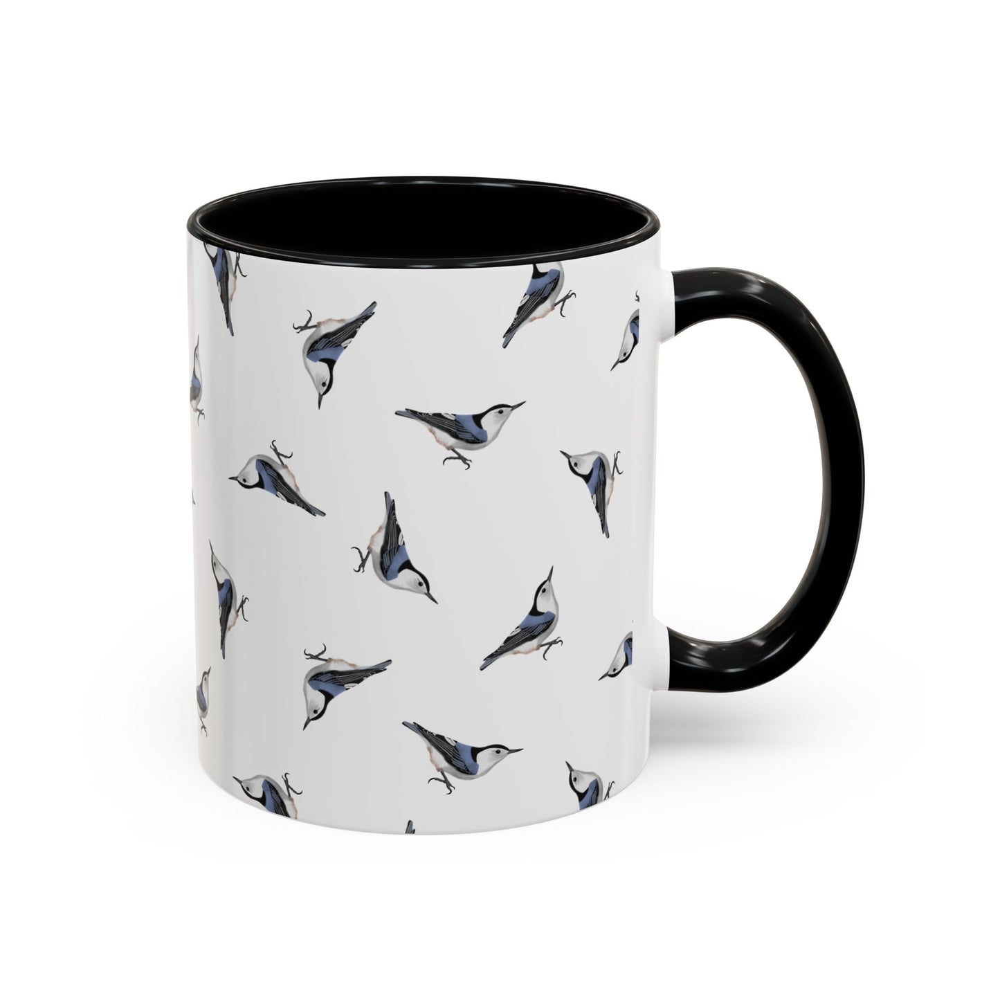 Nuthatch All-Over Pattern Accent Mug | Colorful Bird Lover Gift for Birdwatchers