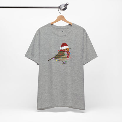 European Robin with Fairy Lights Christmas Bird T-Shirt