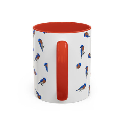 Bluebird All-Over Pattern Accent Mug | Colorful Bird Lover Gift for Birdwatchers