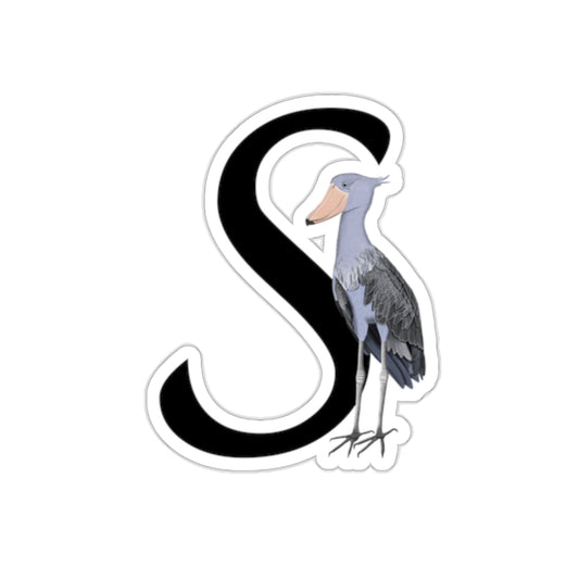 shoebill letter s bird sticker