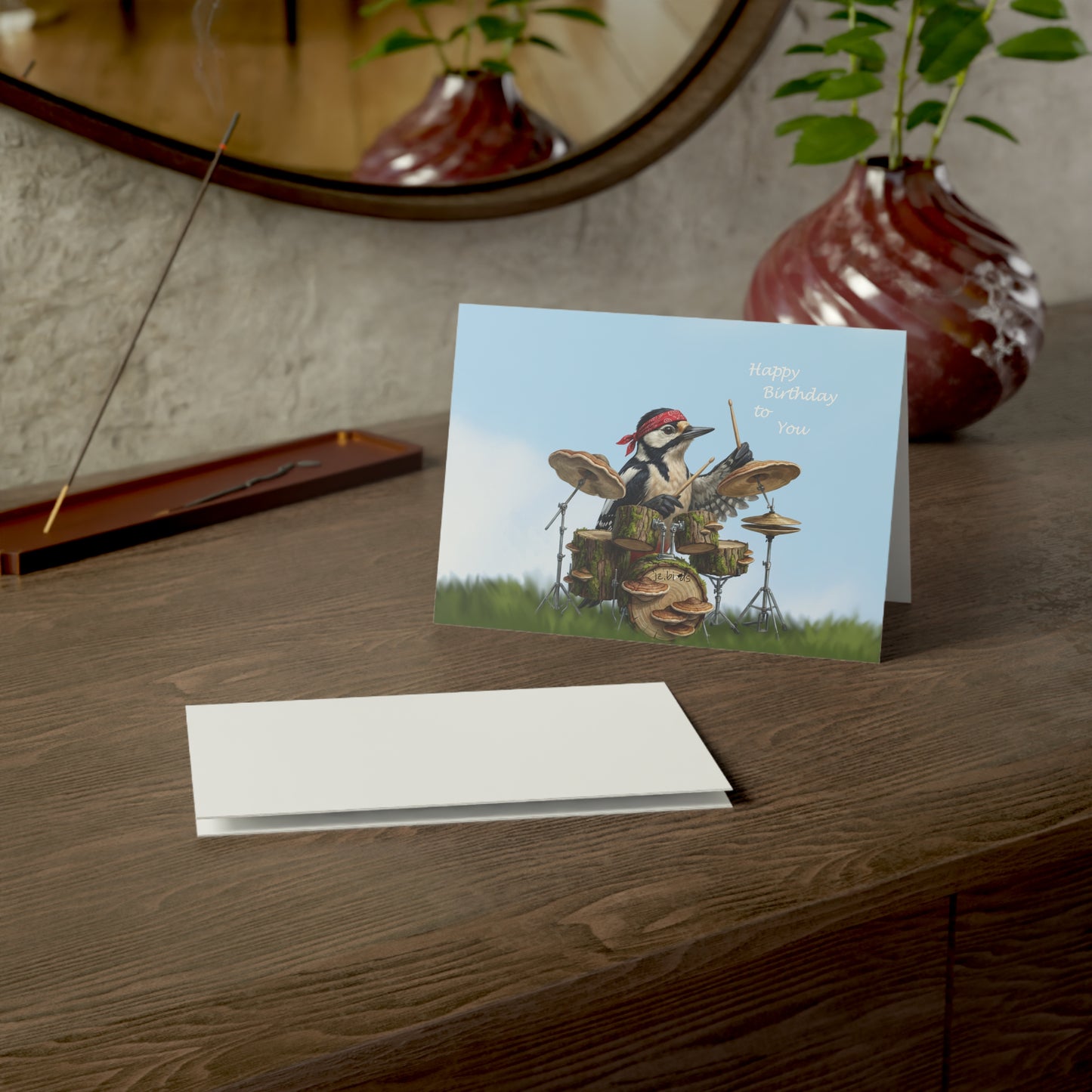 Woodpecker Birthday Cards – bird card, greeting