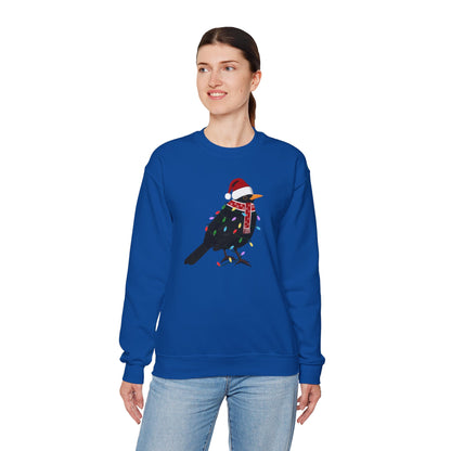 Blackbird with Fairy Lights Santa Claus Christmas Bird Sweatshirt