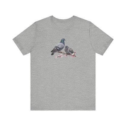 Pigeon & Fledgling T-Shirt | Spring Blossoms Unisex Graphic Tee