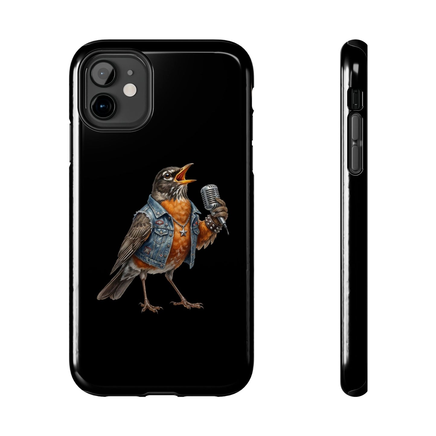 American Robin Singing iPhone Case – Premium Tough Phone Cover Black