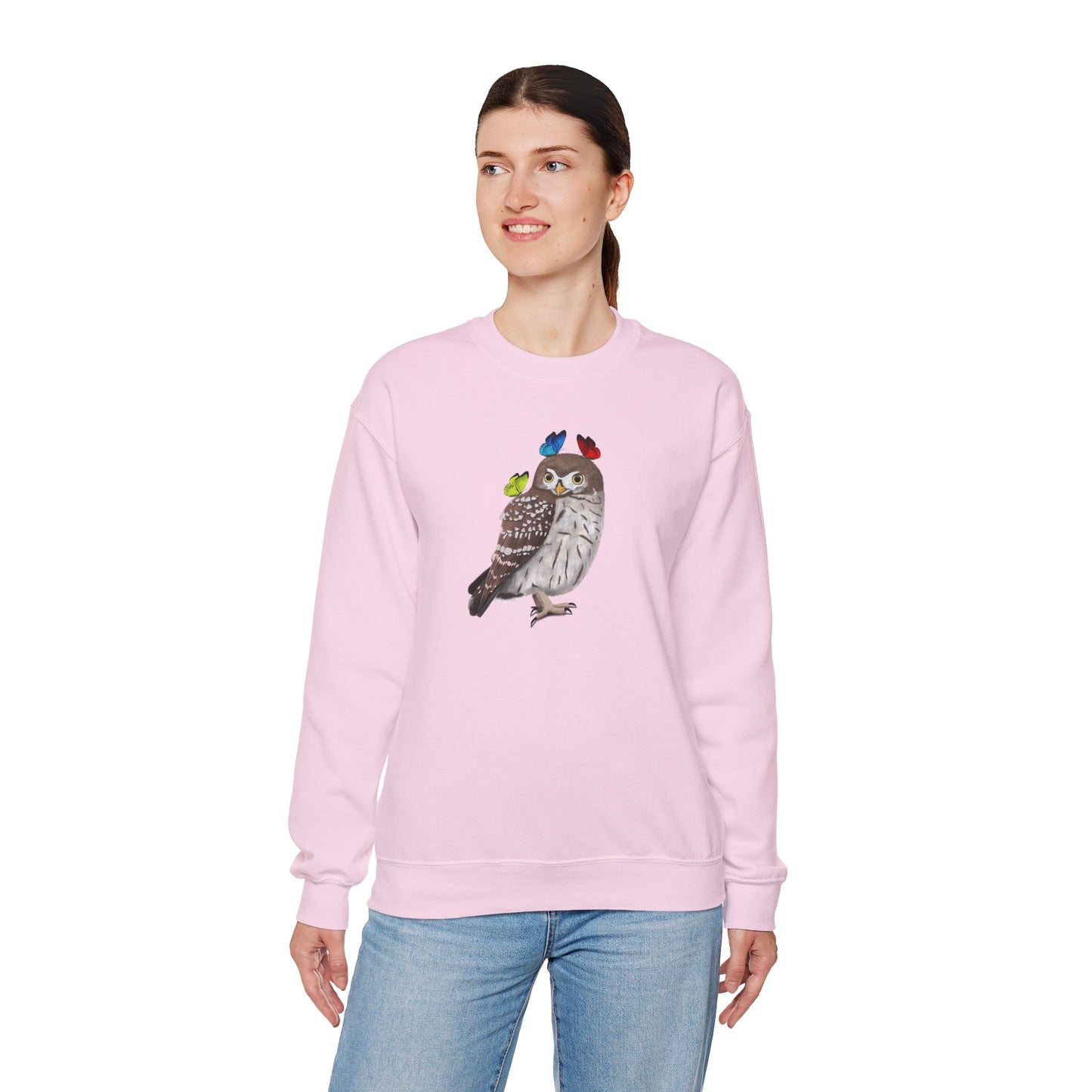 Little Owl with Butterflies Bird Birding & Birdwatching Sweatshirt