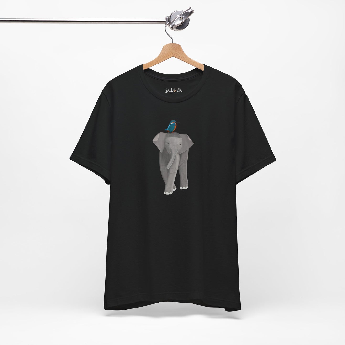 Elephant with Kingfisher Bird Birding & Birdwatching T-Shirt